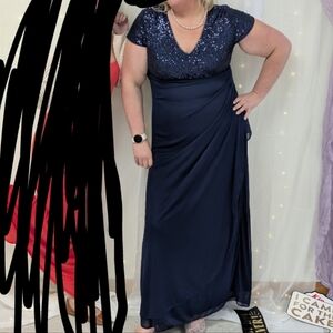 Elegant Navy Blue Sequin Gown
